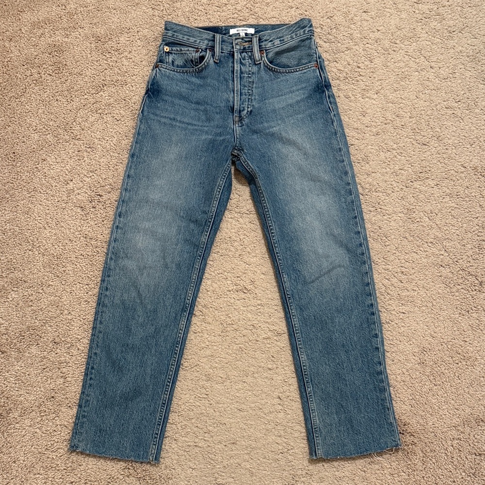RE/DONE 70S Stove pipe jeans in med vain